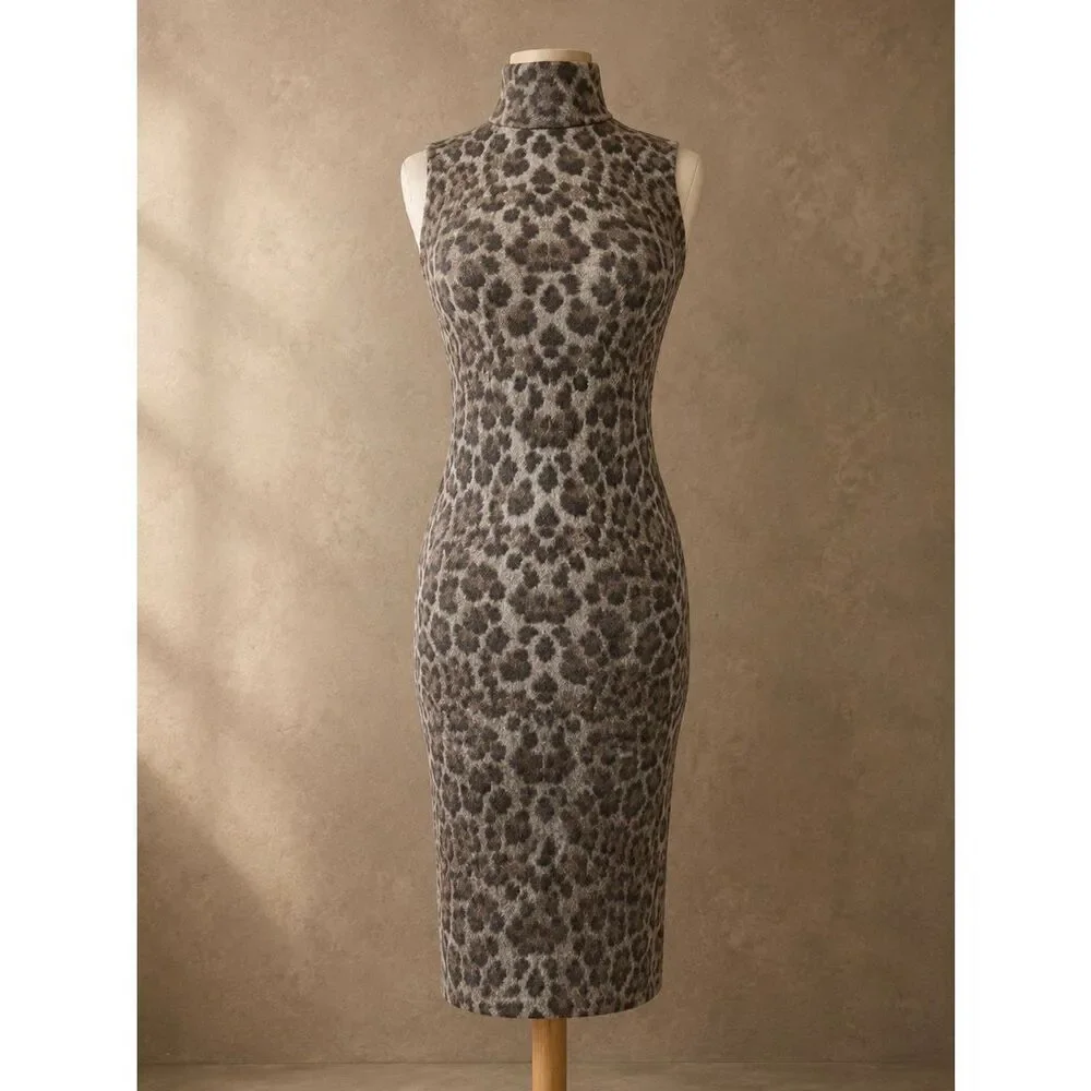 ANTISTAR dress Sz S Leopard Print Body Con New York Mob Wife